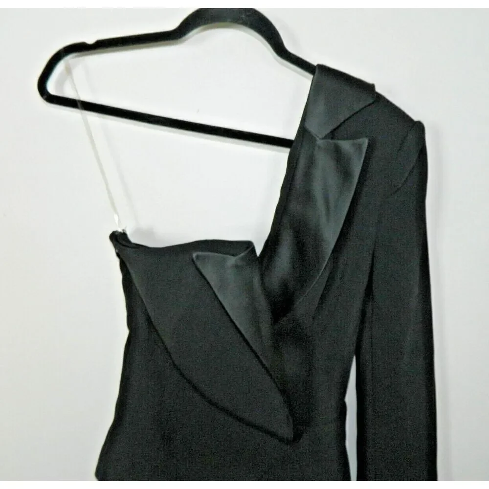 HOUSE OF CB Jumpsuit Size Small Black One‎ Sleeved Rosaria Tuxedo Style